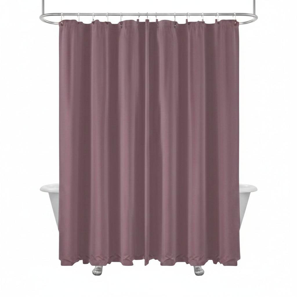 Cortina de ba color rosa, vista frontal, baño elegante